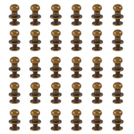 SUPERFINDINGS 30 Sets Solid Brass Round Head Button Stud Antique Bronze Screw Leather Rivet 10.5x9.5mm Chicago Screws Button Rivets for DIY Leather Craft Repairs Decoration