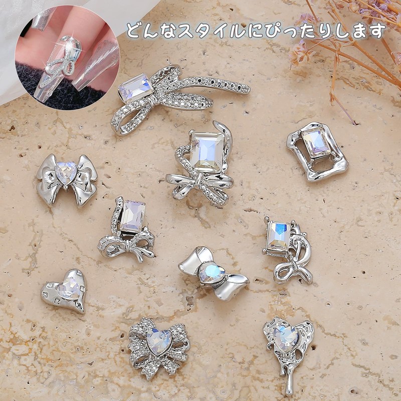 Sucodver Nail Parts, Ribbon, Stone, Bowknots, Rhinestones, 3D, Small, Large,