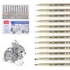 Tycoonest 12 Pcs Fineliner Pens, Black Ink Art Drawing Pens