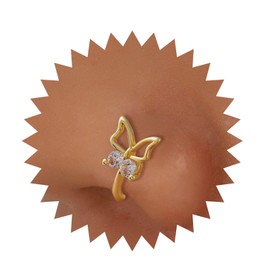 Andelaisi Boho Crystal Butterfly Clip On Nose Ring Vintage CZ Butterfly Nose Ring Gold Hollow Butterfly Fake Nose Ring Non Pierced Nose Ring Jewelry for Women