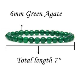 Angelstones Natural A Grade Green Agate Gemstone 6mm Round Beads Stretch Bracelet 7" Unisex