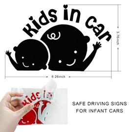 STURIOS 2PCS Kids in Car Decal, Reflective Baby on Board Sign Kids in Car Sticker for Safety Driving, Waterproof Decal Cute Waving Kid in Cars Bumper Sticker Safety Warning Sign (Black)