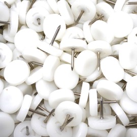 Adsamm® / 100 x Glides in plastic with nail | Ø 0,79'' (Ø 20 mm) | white | round | Premium quality furniture sliders with nail by Adsamm®