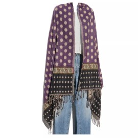 TDbN | Tribal Designs by Neela Throw / Shawl |Yak + Sheep Wool Blend | Nepal|Handmade | Polka Dot Design|Violet