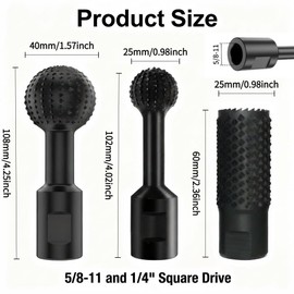 3Pcs Sphere Rotary Burr Set for 4.5" & 5" Angle Grinder, 5/8-11 Thread Wood Carving Ball Burrs for Bowl, Spoon & Sculpture, High Carbon Steel DIY Woodworking Tools