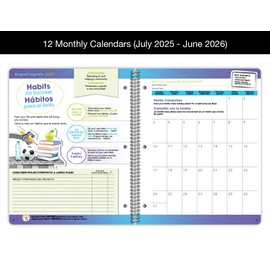 Dated Bilingual Middle High School Student Planner for the 2025-2026 Academic School Year, Large (8.5" by 11") Matrix Style Datebook with Classic Bilingual Middle Matrix Cover