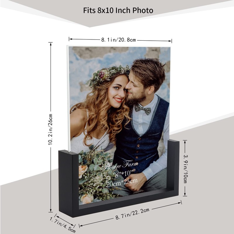 PETAFLOP 8x10 Picture Frame Set of 2, Black Rustic Wooden
