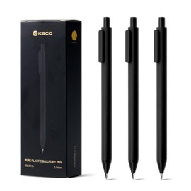 Kaco 10 Pieces Ballpoint Pens PURE, Black Ink, 1.0 mm Medium Point, 10 Count Pack Pens Retractable Journaling Office Supplies