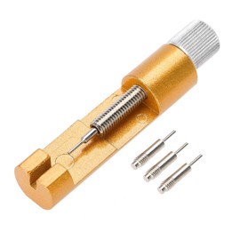 Watch Band Strap Link Pin Adjuster Remover, Metal Bracelet Strap Pins Removal Device, Adjustable Repair Tool Accessory Kit for Watchmakers with 3 Extra Pins (Gold)
