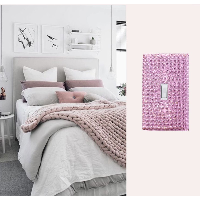 Shiny Pink Rhinestones Wall Plates Light Switch Decorative Cover Plate