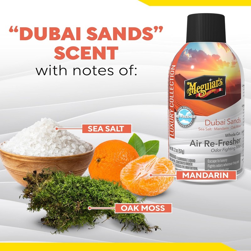 Meguiar's, Car Air Refresher Odor Fighting Mist, Dubai Sands, G262402,