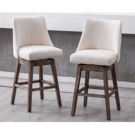 Kmax Velvet Counter Height Bar Stools Swivel Farmhouse Bar Stools with Wood Legs Nailhead Footrest for Kitchen Island, Set of 4- Cow