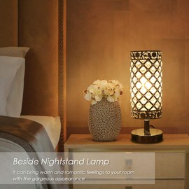 Tomshine Crystal Bedside Table Lamp with Dual USB,Modern Sliver Light E27 Glitter Lampshade with 2 USB Port Bedroom Nightstand Light for Bedroom,Living Room,Guest Room LT070