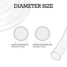 JoyTube Industrial Grade Plastic PVC Vinyl Tubing, 3/8" ID x 1/2" OD Clear Tube BPA Free Air Hose Line, 10FT