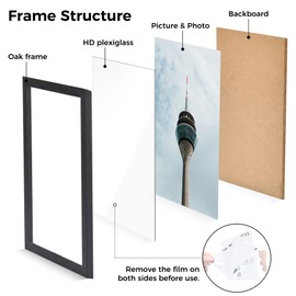 Atryinous 4x6 Picture Frame Black Wood 2 Pack, Natural Oak Grain Photo Frame Collage Wall Decor with Plexiglass Cover Gallery Wall Frame Set for Wall Hanging or Tabletop Display