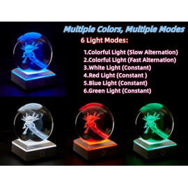 DIGFPWT 3D Axolotl Crystal Ball Lamp, 3.15 inch Crystal Axolotl Night Light with Colorful Lighting Touch Gray Base, Upgraded Gift Box Packing (Axolotl B)