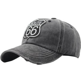 White Fang CZ187 Hat Cap Route 66 Cool, Simple, Outdoor, Casual, Men's, Women's, Black