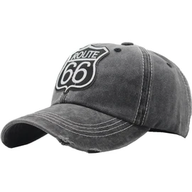 White Fang CZ187 Hat Cap Route 66 Cool, Simple, Outdoor, Casual, Men's, Women's, Black