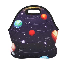 Violet Mist Neoprene Space Lunch Bag Insulated Waterproof Lunch Bag Tote Cartoon Reusable Lunch Box Containers Food Carrying Lunch Handbag for Women men Work Gifts Thanksgiving Christmas Gift