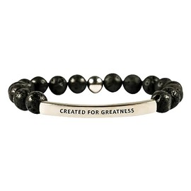 THE INSPIRATION CO.-Men Collection Stretchable Bracelets of Medium Size, Represents Strength & Courage (CREATED FOR GREATNESS) -Lava Stone