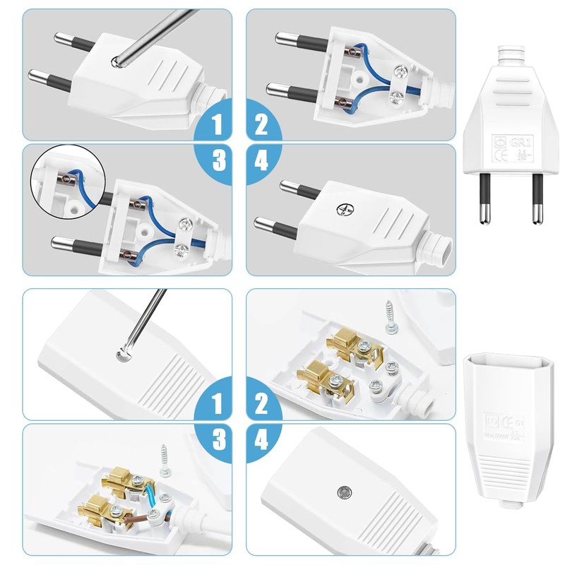SGQTGIMU 5 Plugs 250 V 2.5 A, Flat Plug, 2