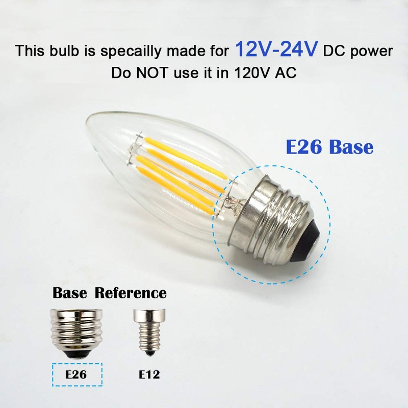 OPALRAY DC 12V Input 4W LED Bulb, Dimmable with 12V