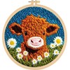 RUIQLXHANG Punch Needle Kits Adults Beginner, Cute Cartoon Highland Cow