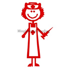 Minglewood Trading Female Nurse - RN LPN Candy Striper - EMT Hospital - Vinyl Decal Sticker - 4.5" x 2.5" White