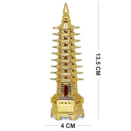 HOME GENIE"Brass Feng Shui Pagoda Tower/Education Tower | Wealth & Prosperity Symbol for Home, Office, Study Room | Feng Shui Vastu Correction Decor
