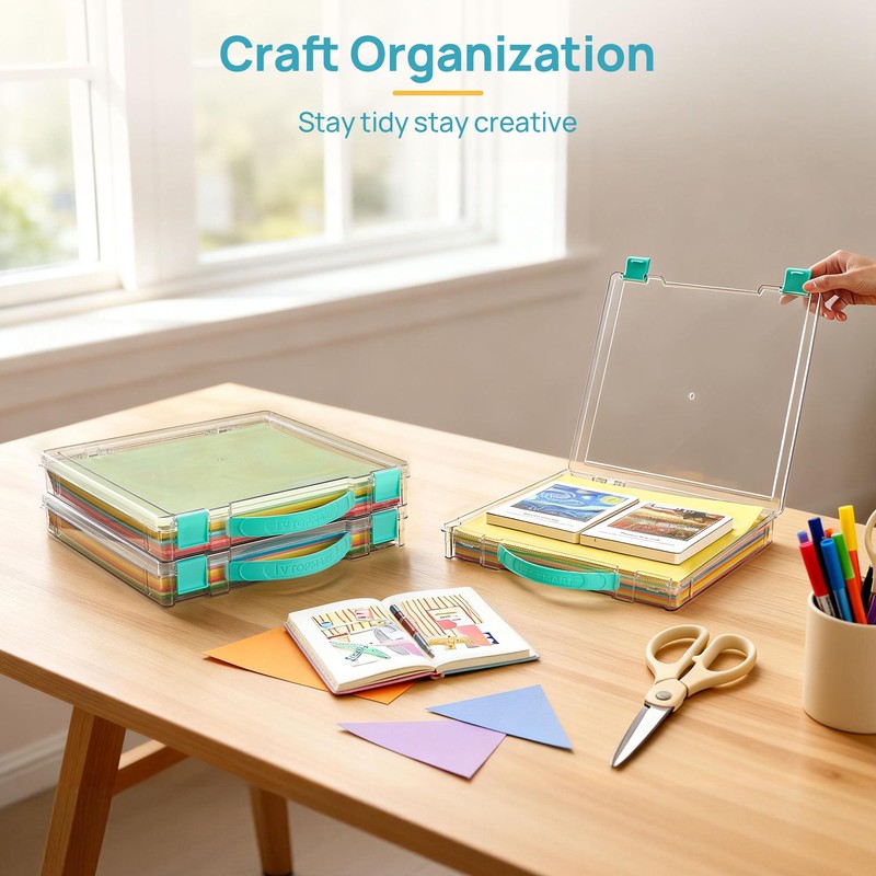 Vtopmart 3 Pack Board Game Storage with Handle and Snap-Tight