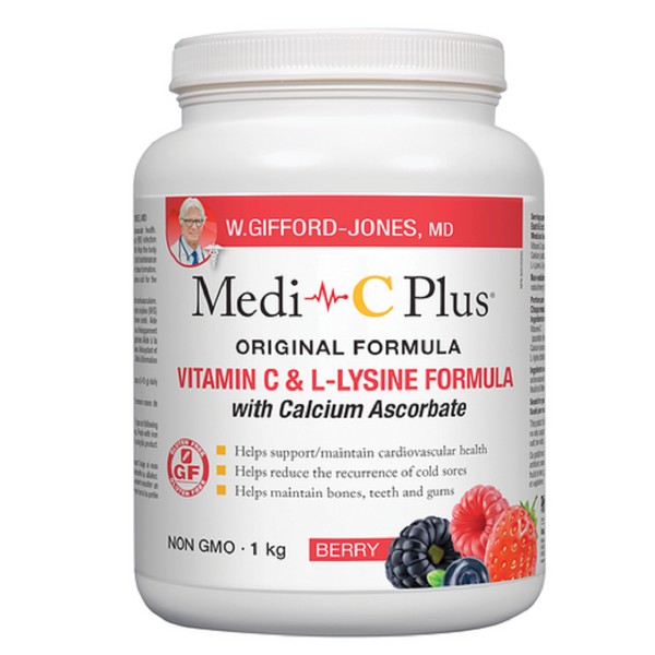 W. Gifford-Jones MD Medi-C Plus Vitamin C & Lysine Formula with Calcium Ascorbate Berry, 1 kg