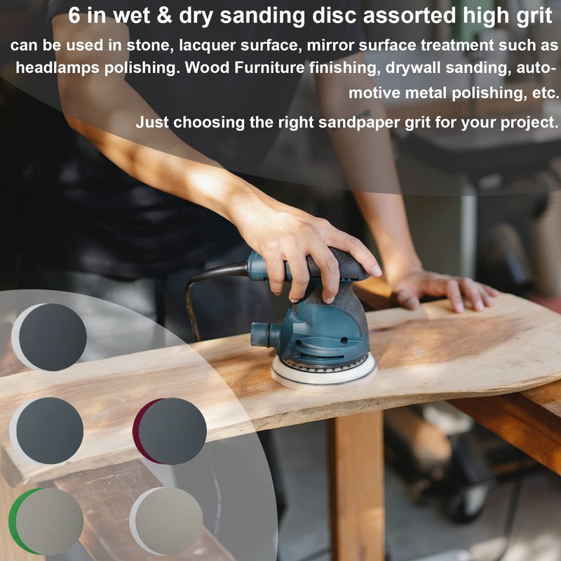 Toolly 100PCS 6 Inch (150mm) Assorted Grit High Performance Waterproof
