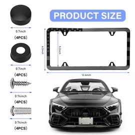KVAEY American Flag License Plate Frames, Retro Patriotic USA Car Plate Frame, Aluminum License Plate Holder with Free Screws Fasteners Caps Tool, Car Decoration Accessories (Black)