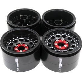 HOBBYSOUL RC 2.2 Beadlock Wheels Adjustable 4 Offsets Rims Wide 1.57'' (40mm) Black color For Gen8 Everest gen 7 Pro / SCX10 Capra Wraith / TRX4 AMG 6x6, (4-Pack)