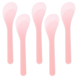 ONLYKXY 5pcs 5inch Plastic Beauty Spoon Facial Cream Brush Makeup Scoop Mud Reusable Cosmetic Dig Scoop Spatula Mask Tip for Lotions Moisturizers Home Salon DIY Facemask Mixing Sampling (Pink)