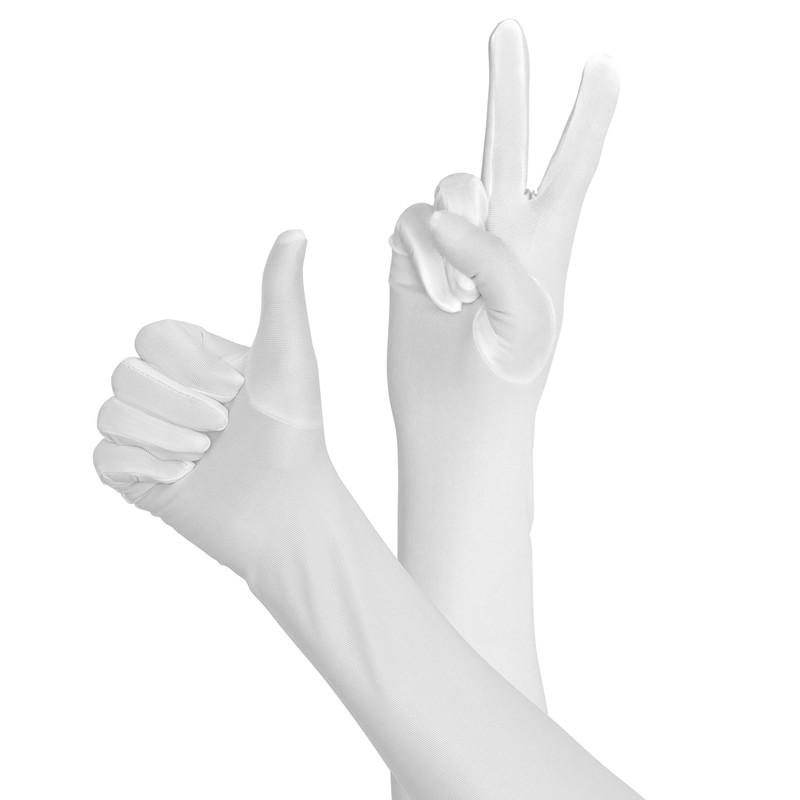 Skeleteen Long Opera Gloves White Roaring 20's Party Satin Fancy