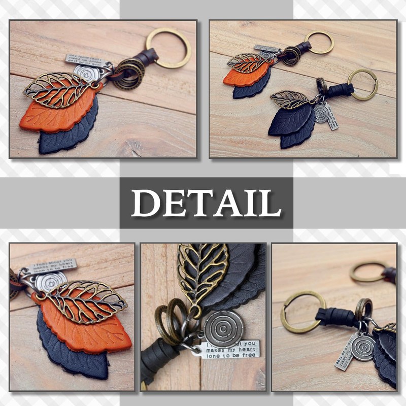 [クロム クレイン] キーホルダー レザー 葉モチーフ おしゃれ デザイン キーリング ナチュラル メンズ