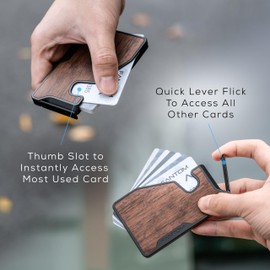 FANTOM X Card Fanning Wallet, RFID Aluminum Card Holder, Walnut, Slim Size Holds 5-10 Cards (Walnut, Slim 5-10)