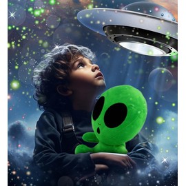 DolliBu Snug-Mooshies Green Alien Stuffed Animal Plush Toy - Space Super Fluffy Soft Animal Friend for Girls and Boys, Medium Huggable Cute Plush for Kids Play, Cuddling, and Decoration - 12 Inches