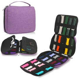 Kounlsyam Watch Band Case, Watch Band Storage Organizer Compatible with 20 Watch Bands and Accessories, Watch Straps Carrying Case, Bag Watch Band Holder Fit for Most Sizes of Watch Straps, Purple