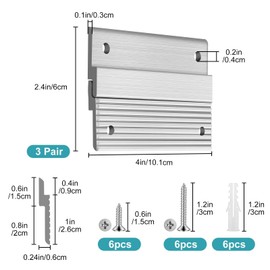 EEEKit 3 Pairs French Cleat Picture Hangers, 4 Inch Aluminum Z Bar Mounting Kit, Interlocking Z Clips Wall Brackets for Hanging Mirrors, Artwork, Panels, Frames, Shelves with Screws and Level Tool