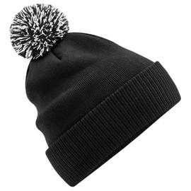 Beechfield - Recycled Snowstar Beanie - Stylish Ribbed Cuff - Black/White