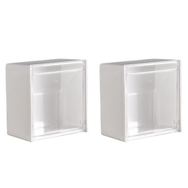 Gifthub 2Pcs Plastic White Cotton Pads Holder Dispenser, No Drilling Wall Mounted, Multipurpose Storage Box for Bathroom & Kitchen