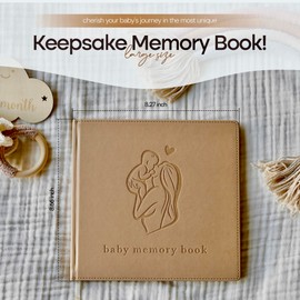 TEIOMI Beautiful Baby Memory Book with Colorful Baby Stickers; Baby Book Keepsake for Memories and Milestones; Thoughtful Baby Shower Girl or Boy Gift; Mother and Child Imprinted Art