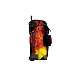 Boombah Rolling Catchers Superpack Baseball/Softball Gear Bag - 23-1/2" x 13-1/2" x 9-1/2" - Flame Thrower Black/Orange - Telescopic Handle - Holds 4 Bats - Wheeled Version