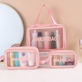 Small Waterproof Travel Toiletry Wash Bag Bath Pouch RD-10952 White 3ea