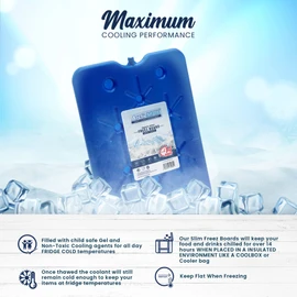 ArcticMax 800ml x1 Slim Freeze Boards BPA Free - Long-Lasting 14+ Hours Chill Time Ice Blocks, Portable Lightweight Insulated Reusable Fresh Food Drink Water Cooler Container – Summer BBQ and Outdoor