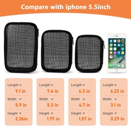 Mesh Toiletry Bag, SWEDOU 3PC Lightweight Mesh Makeup Cosmetic Bag Bathroom Bag Toiletry Bag, Flight Travel Wash Bag for Men and Women(3 Size,1L +1M + 1S)