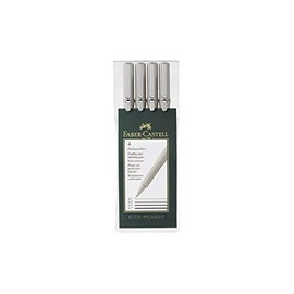 Faber-Castell ECCO PIGMENT Ink Pen Set of 4 (0.2/0.4/0.6/0.8 mm) Pack of 4