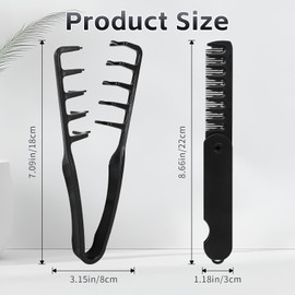 2Pcs Texture Comb – Volume Texturizing Comb for Men and Women, Volumizing Textured Styling Combs for Roots, Wide Tooth Combs for Curly Hair, Peine Texturizador Para Hombre